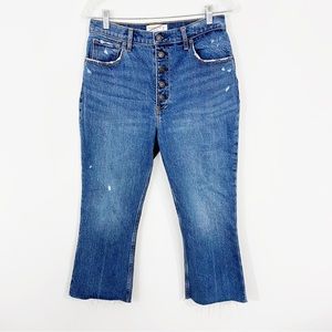 Abercrombie & Fitch The Kick Flare Ultra High Rise Raw Hem Distressed Jeans